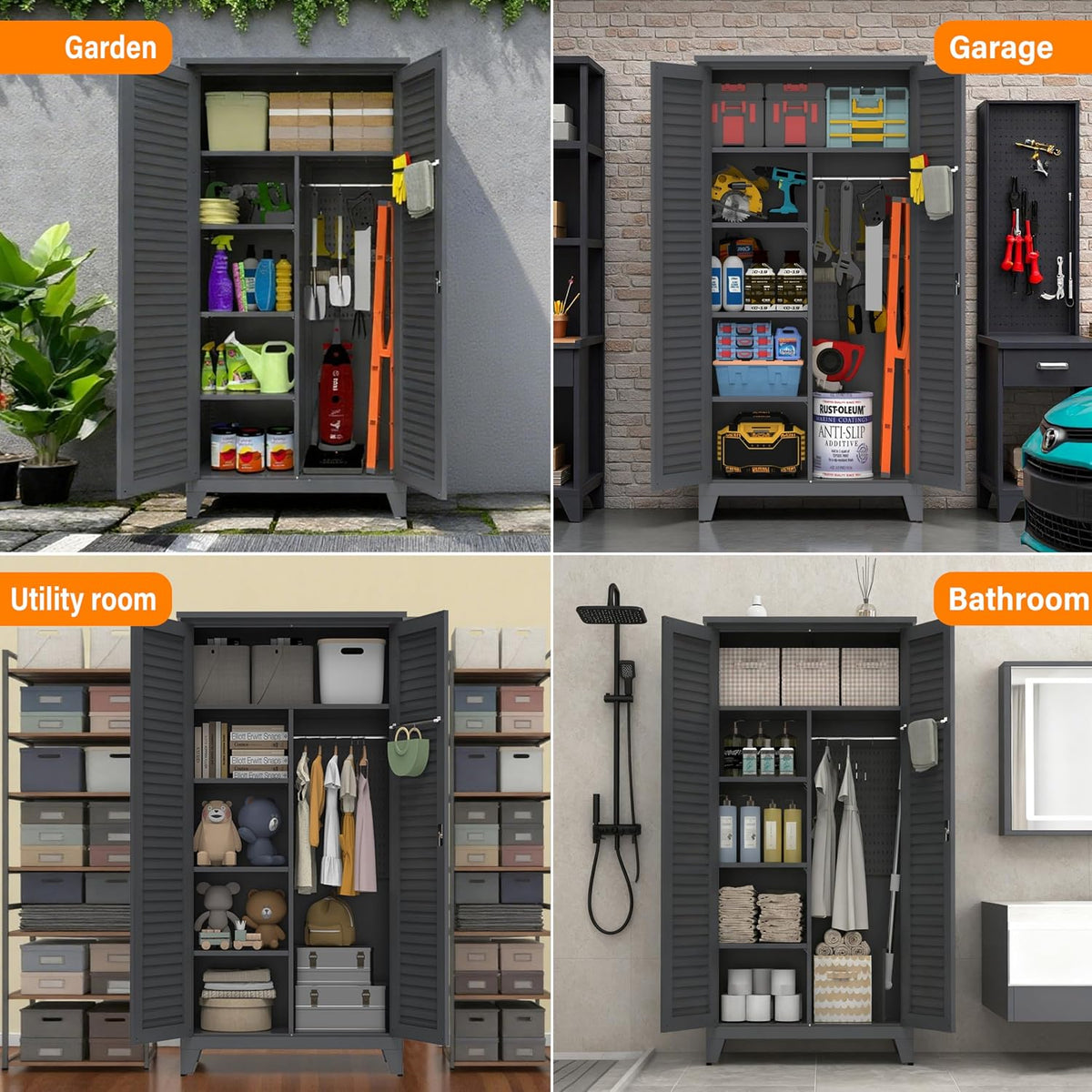 ryh 73" tall metal outdoor storage cabinet(73" h, package contents