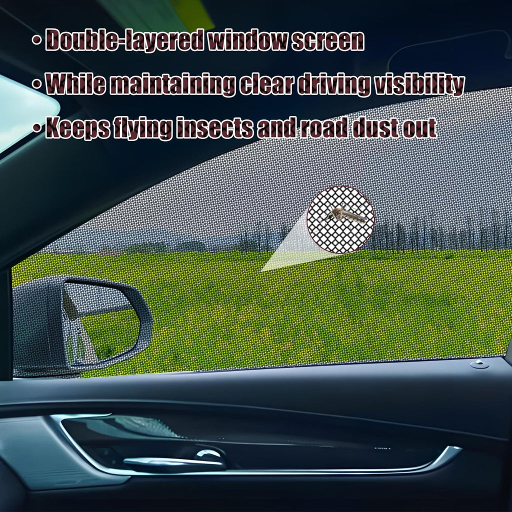 Car Window Screen for Cars and SUVs,2 Packs,Insect-Proof, Maintains Air Circulation, Sun Shading, Privacy Protection(2 Rear Windows)