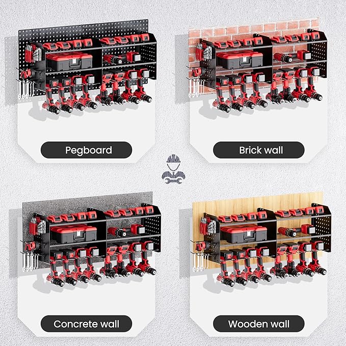 TRZZ 2-in-1 Power Tool Organizer Wall Mount, 3-Layer Drill Holder - Image 6