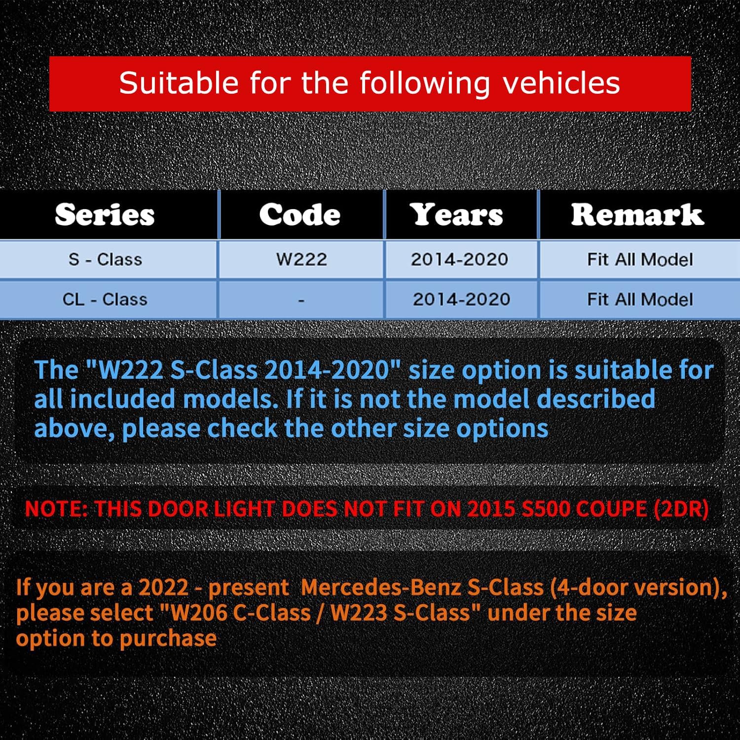 Car LED Logo Projector Puddle Door Lights for 2014-2020 S-Class W222, S400 S450 S500 S600 No Fade 4K-HD Courtesy Welcome Lights, 2 Pack (Star+Lettering)