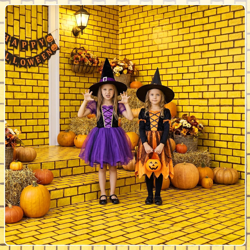 100FT x 54IN Halloween Yellow Brick Tablecloth Roll with Slide Cutter Box