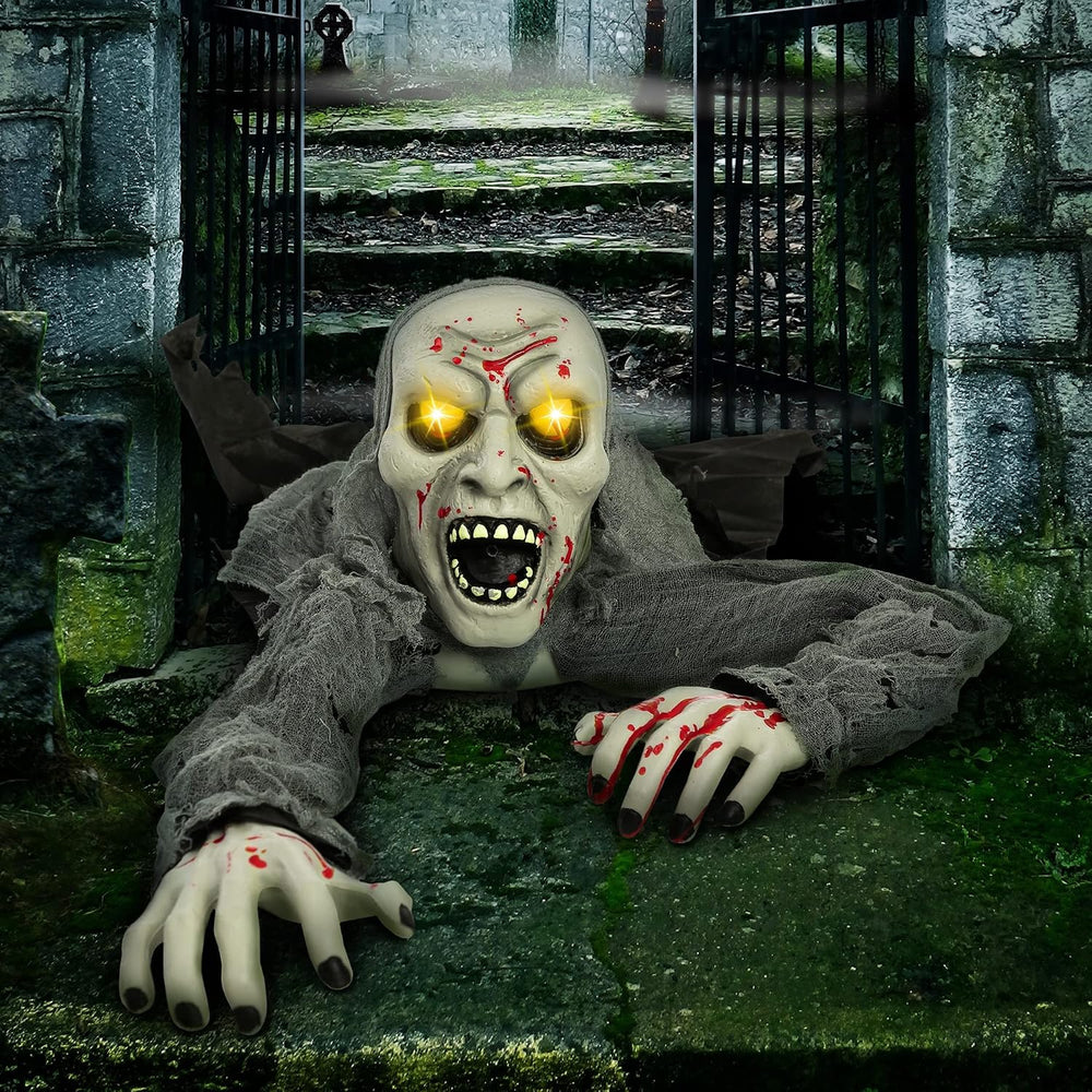 JOYIN Halloween Decorations Outdoor Light-Up Zombie Groundbreaker with bloods...