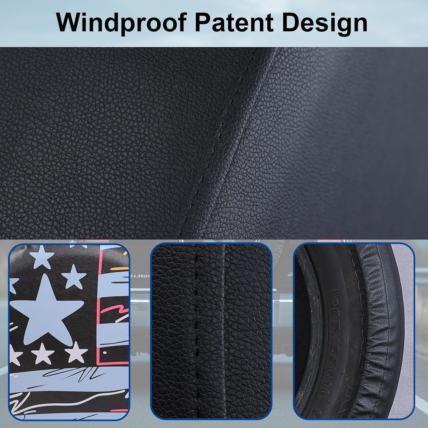 Moonet Spare Tire Cover for RV Trailer,SUV,Truck，Waterproof PVC Faux Leather Tire Cover with Flag Pattern,Tough Tire Wheel Soft Cover (Fit for Tire Diameter 24"-26")