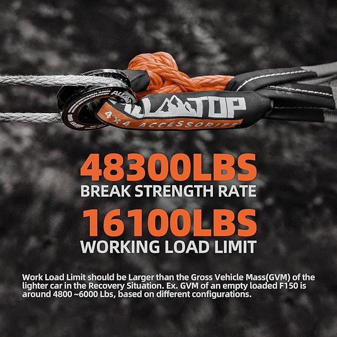 ALL-TOP Synthetic Soft Shackle Rope 1/2in x 22in UHMWPE Recovery Tow Shackles - Image 5