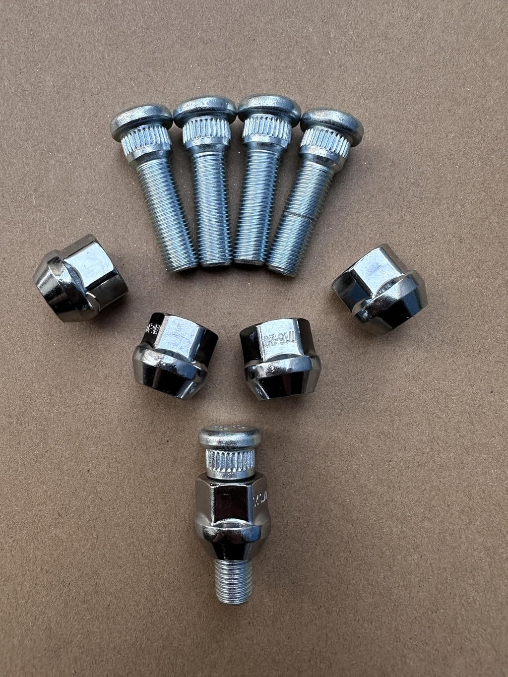 10PCS Serrated Wheel Stud Bolts 7/16-20 Thread 0.557 in. Knurl 1.71 in UHL Length with Lug Nuts Replacement for 610-156
