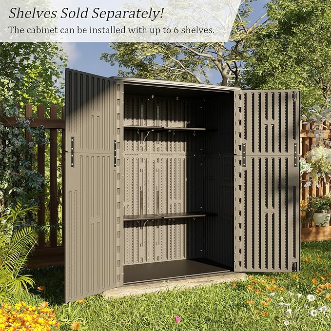 HOMSPARK Outdoor Storage Shed Weather Resistance, Patio Storage Cabinet - Image 6