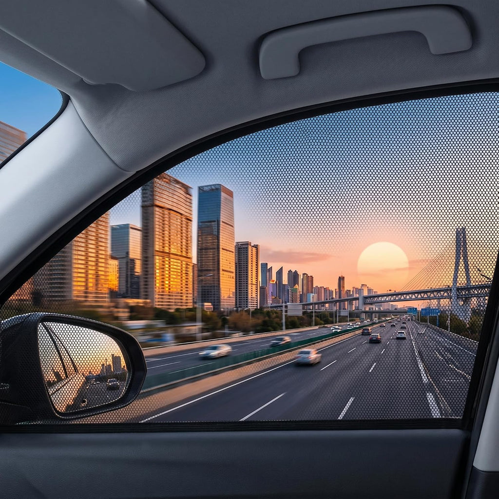 4 PCS Car Window Sunshade Mesh, Heat Block Double-Layer Side Window Shades, Breathable High-Density Glass Glass Protection Curtain, Fit for Most SUVs (Black #SUV)