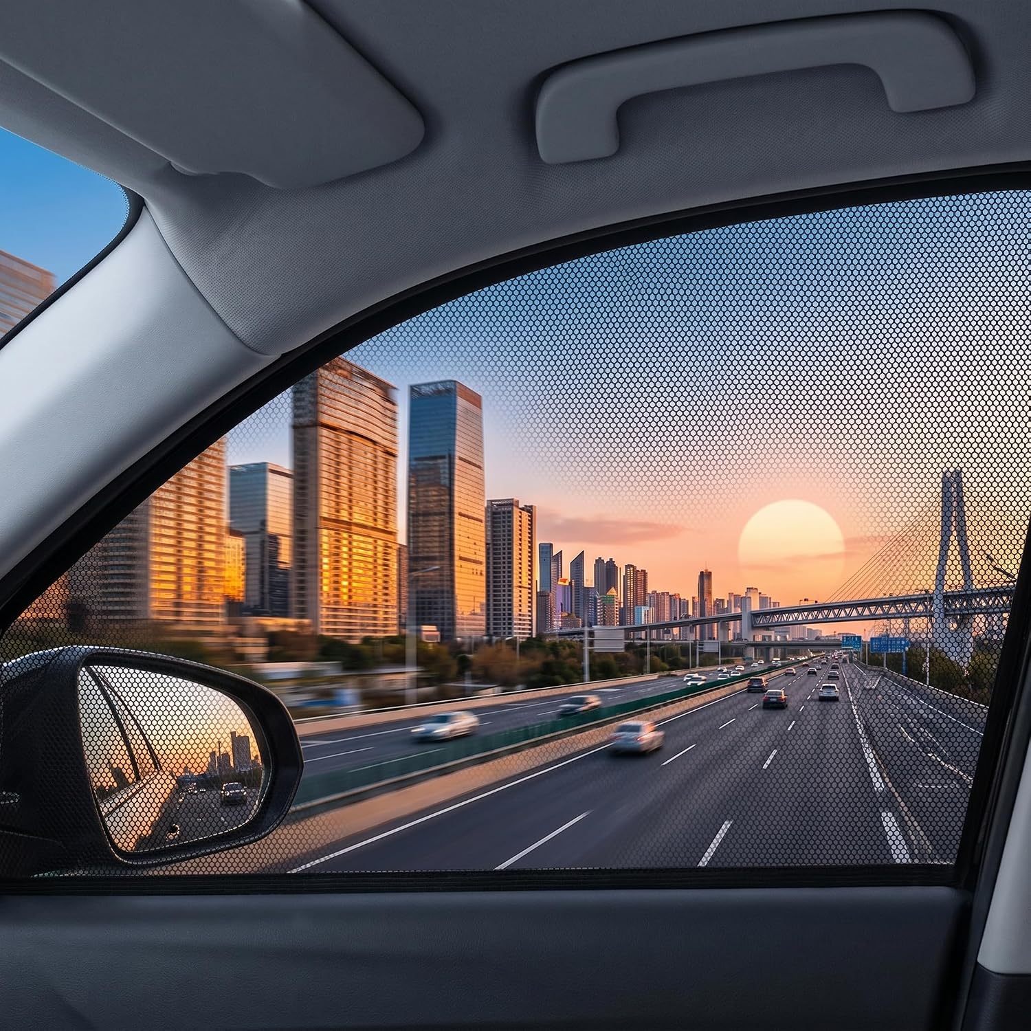 4 PCS Car Window Sunshade Mesh, Heat Block Double-Layer Side Window Shades, Breathable High-Density Glass Glass Protection Curtain, Fit for Most Cars (Black #Car)