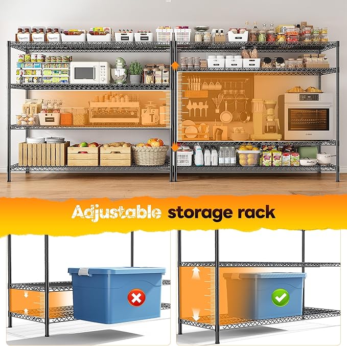 REIBII 2560LBS Storage Shelves 55.5"W Metal Shelving Unit 4 Tier Wire Shelving - Image 6