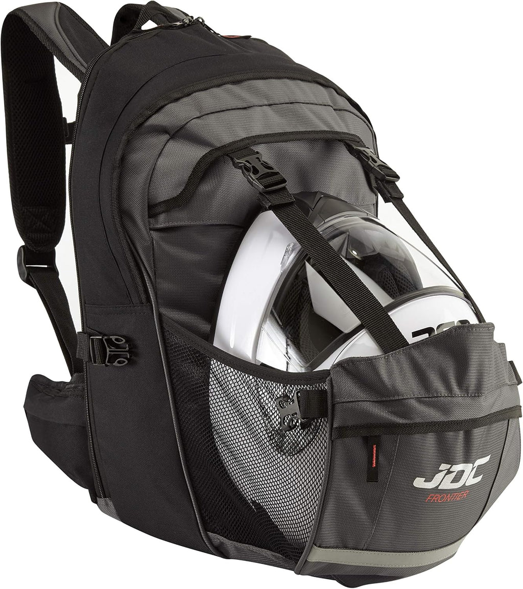 JDC Motorcycle Backpack With Helmet Holder/Carrier - 24L Expandable to 36L - FRONTIER