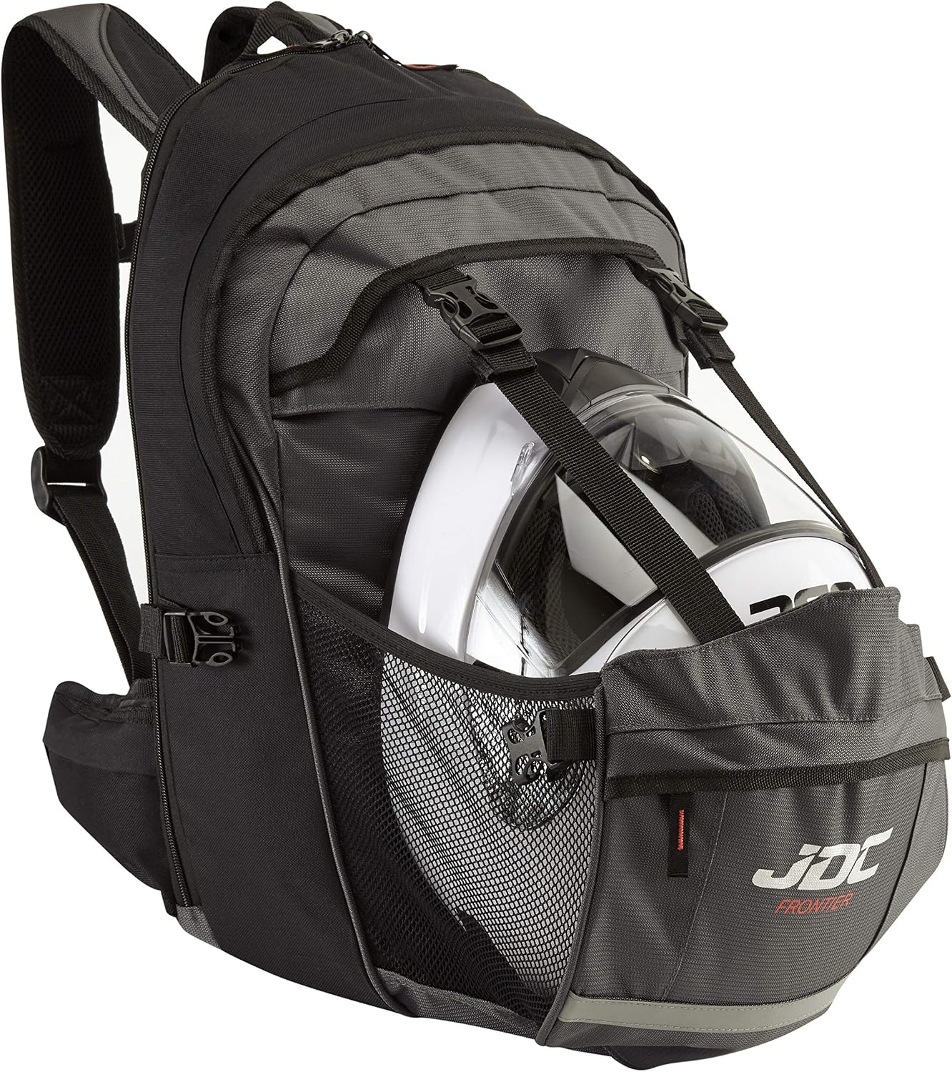JDC Motorcycle Backpack With Helmet Holder/Carrier - 24L Expandable to 36L - FRONTIER