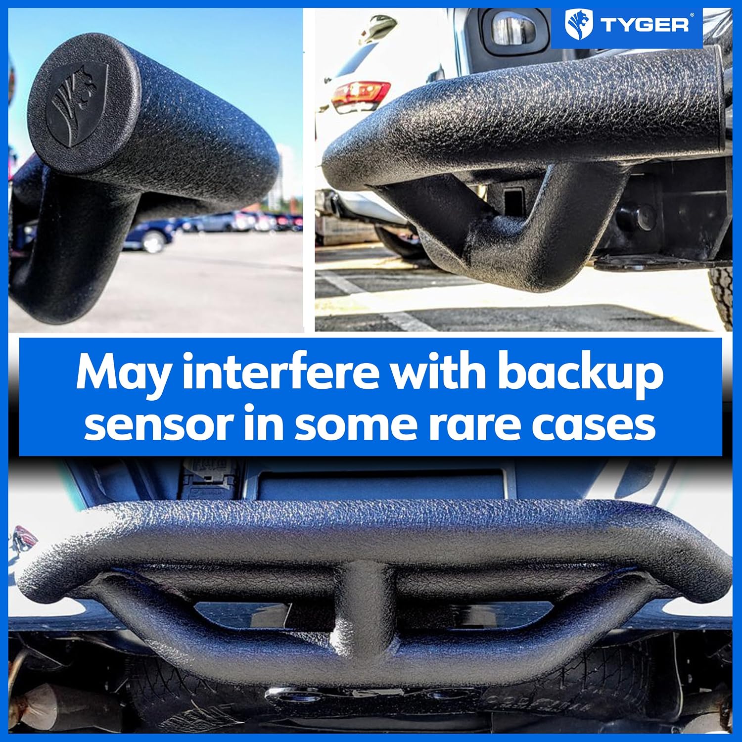 Tyger Auto TG-HS8U81238 Hitch Armor Compatible with Vehicles with 2" Hitch Receiver | Textured Black | Hitch Step | Rear Bumper Guard Protector | with Pin Lock and Stabilizer