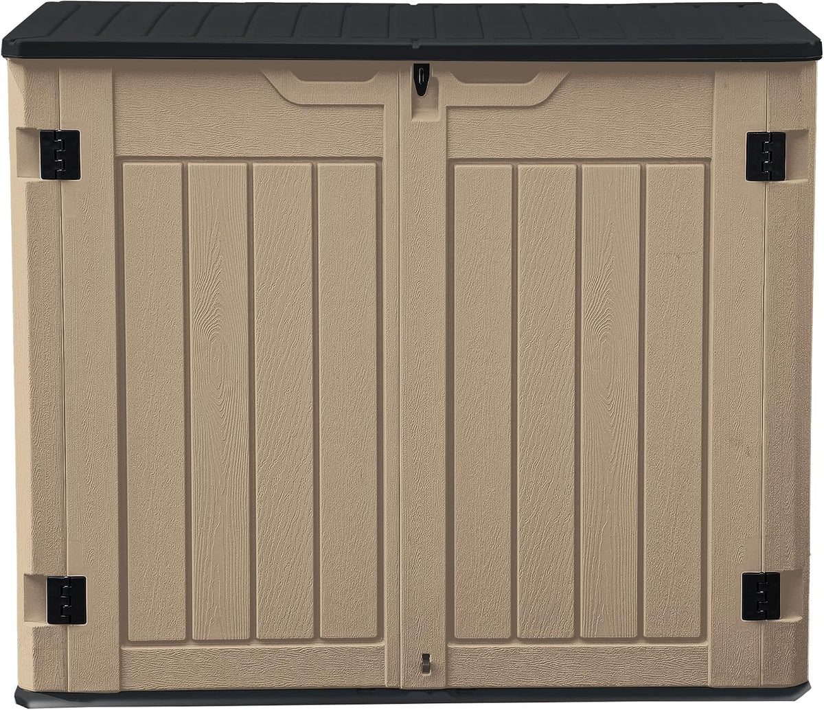 DWVO 35 Cuft Outdoor Horizontal Storage, Waterproof Resin Storage Shed
