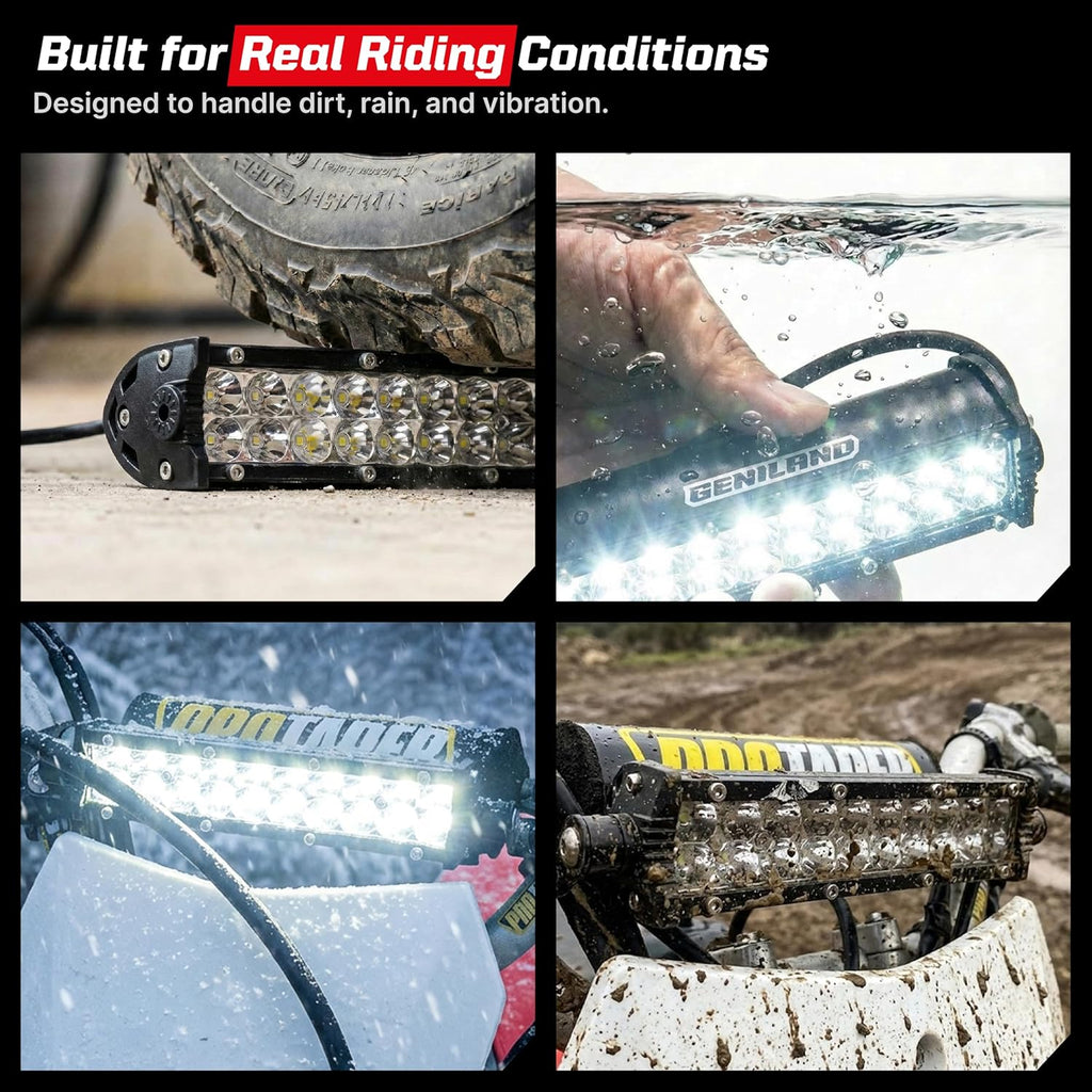Dirt Bike Light Bar Kit, Plug-Play Dirt Bike Headlight, 7/8” Handlebar (Battery Equipped), Dirtbike Lightbar, Pit Bike Light Bar, for CRF110 KLX110 KLX140 TTR110 Raptor 110 DRZ400