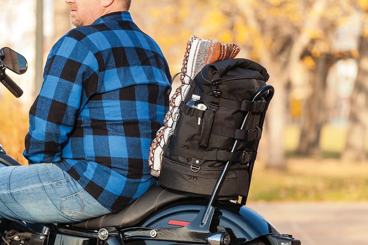 Kuryakyn 5282 Momentum Freeloader Expandable Motorcycle Travel Luggage: Weather Resistant Duffle Bag with Sissy Bar Straps, Black