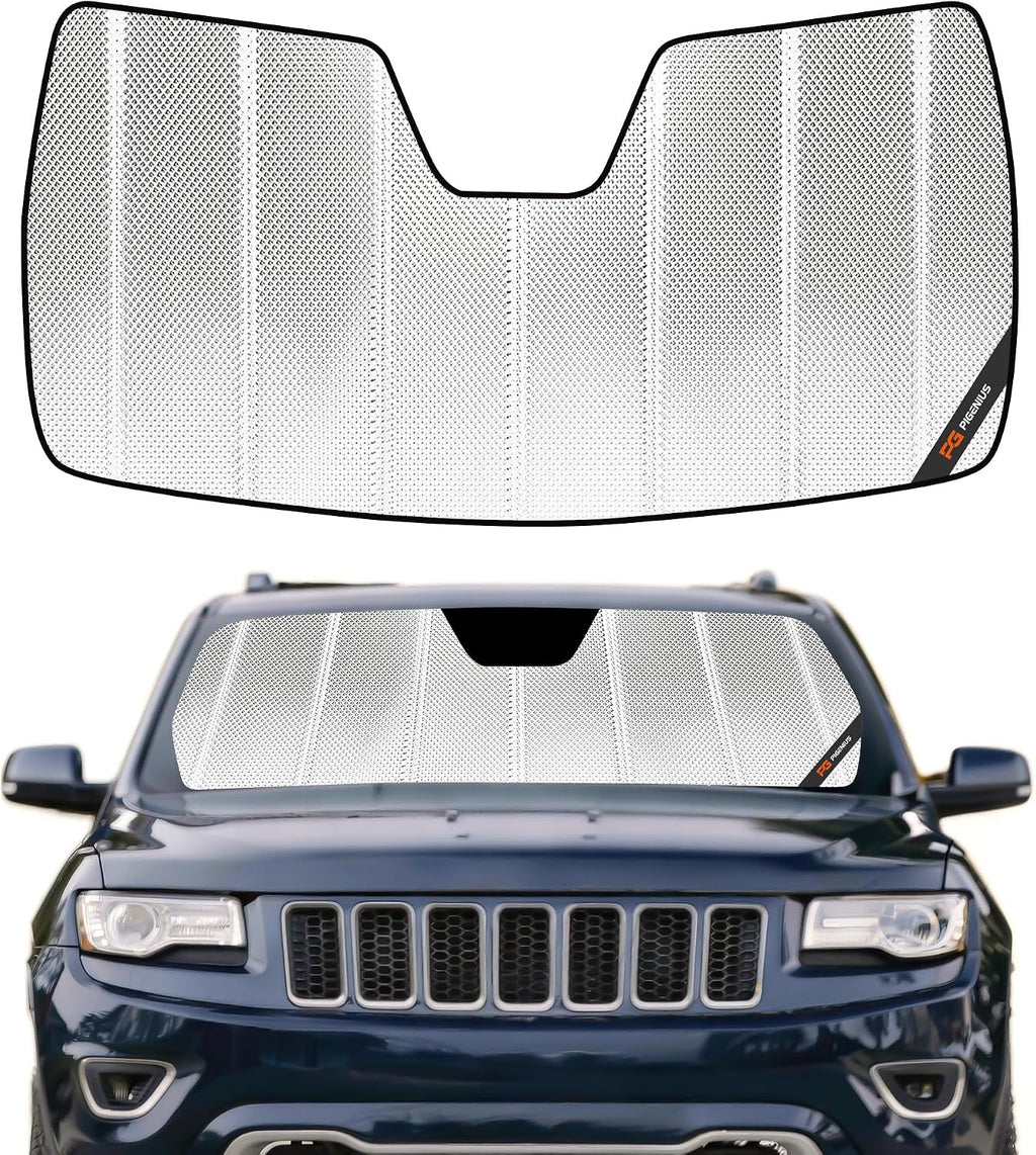 Pigenius Windshield Sunshade for Jeep Grand Cherokee 2014-2021, Grand Cherokee WK 2022 Custom Front Window Sun Shade - BLAZBLOCK