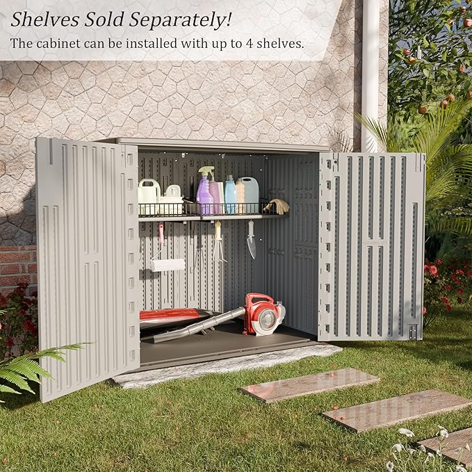HOMSPARK 37 Cu.Ft Outdoor Storage Shed Weather Resistant, Resin Storage Sheds & - Image 5