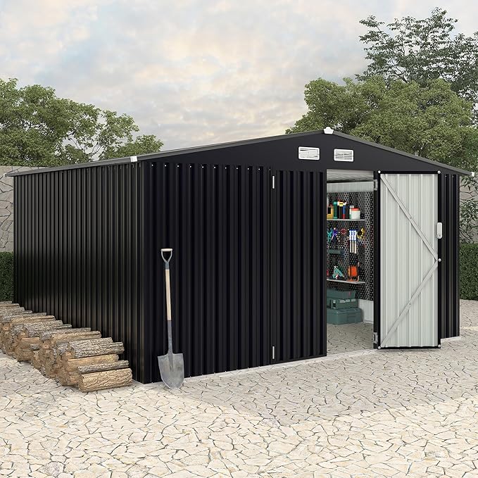 8x10x6.4 FT Outdoor Storage Sheds, Metal Garden Tool Shed - Image 8