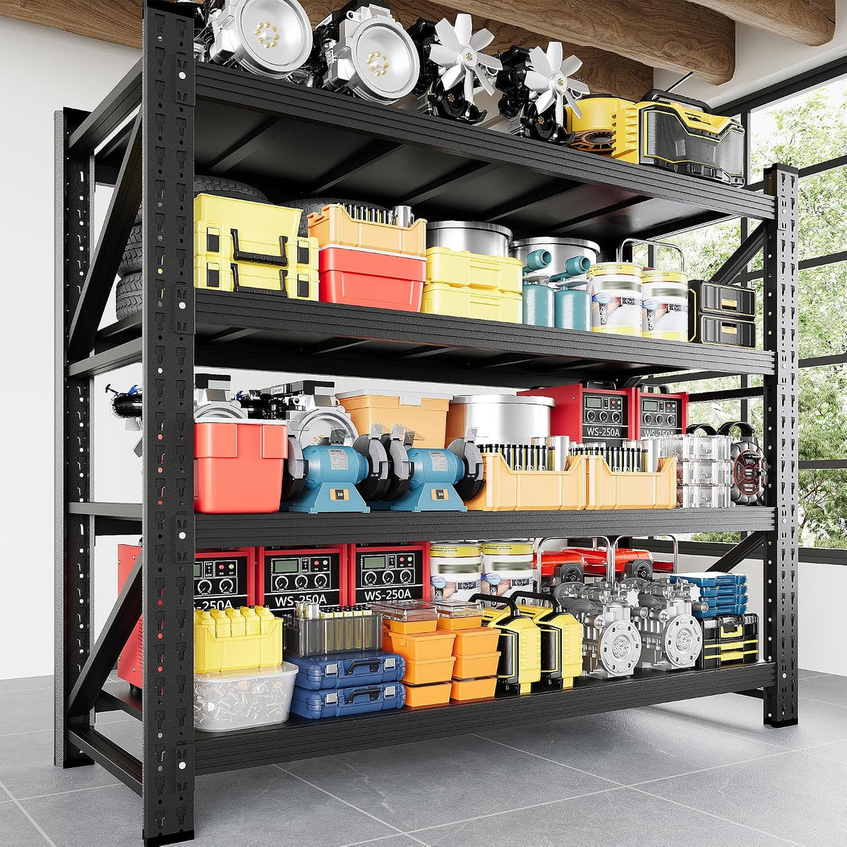 3000LBS Storage Shelves, Adjustable Industrial Shelving, 4 Tier Metal Shelving