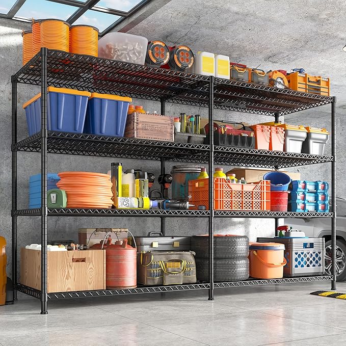 REIBII 81.5''W Storage Shelves 3680LBS Garage Shelving Heavy Duty 4 Tier Metal - Image 2