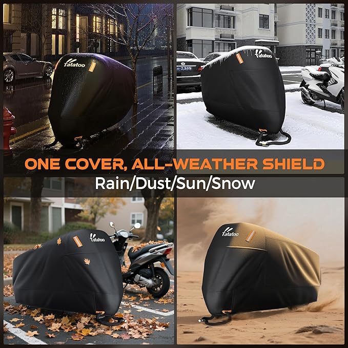 Motorcycle Cover Waterproof Outdoor, 300D Heavy Duty, UV & Rain Resistant - Image 7