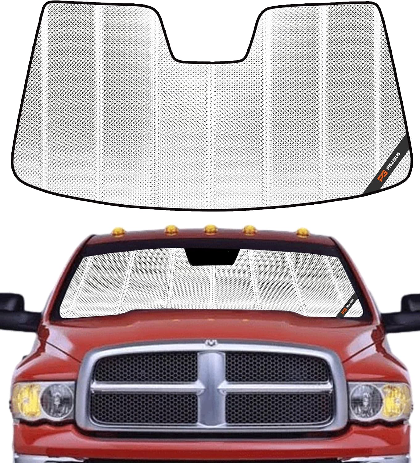 Pigenius Windshield Sun Shade for Dodge Ram 2500/3500 2003-2009 Front Window Sunshade - BLAZBLOCK