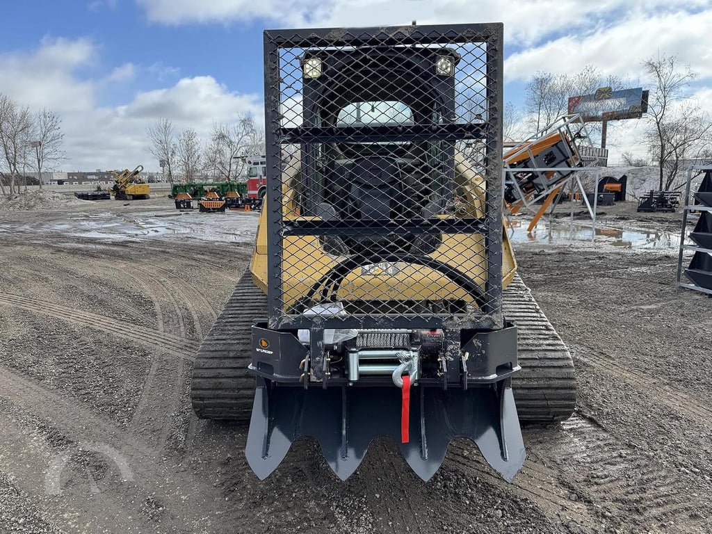 7.5T Skid Steer Winch, 93 FT Steel Cable Forestry Logging Winch, 15000 LB