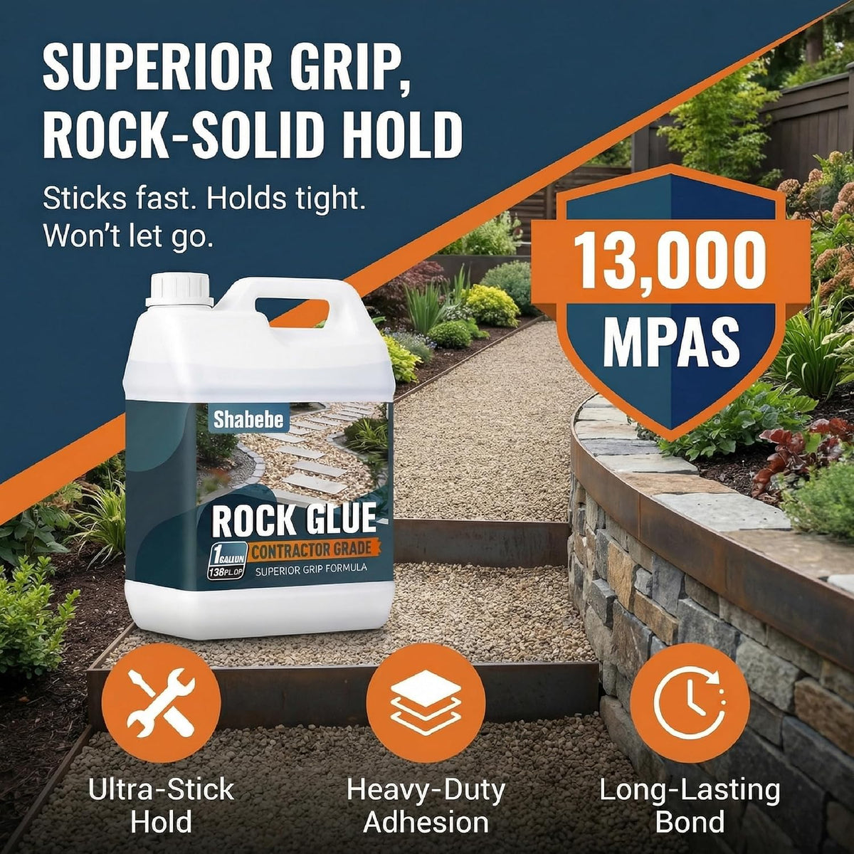 rock glue for landscaping 1 gallon - contractor, close-up detail
