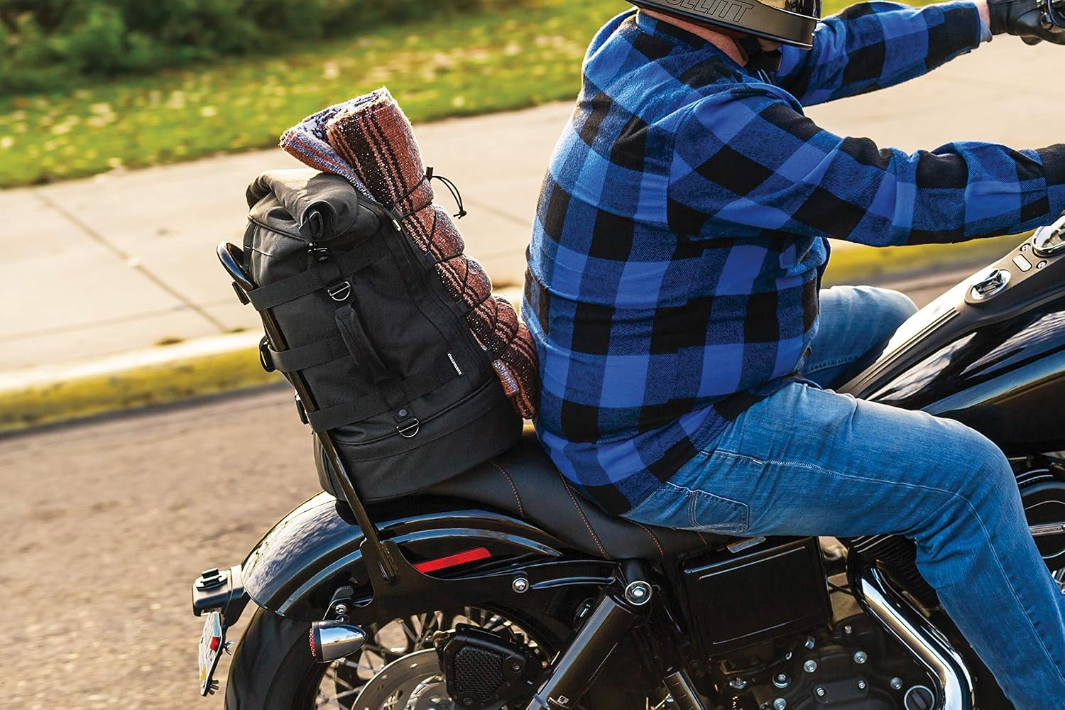 Kuryakyn 5282 Momentum Freeloader Expandable Motorcycle Travel Luggage: Weather Resistant Duffle Bag with Sissy Bar Straps, Black