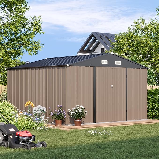 Patiowell 10 x 10 FT Outdoor Storage Shed, Metal Yard Shed - Image 2