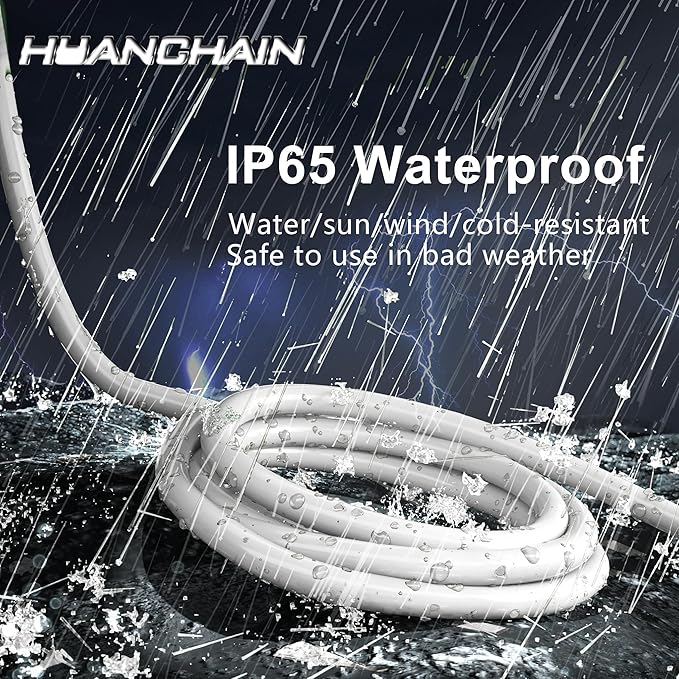 HUANCHAIN Indoor Outdoor White Extension Cord 8 ft Waterproof, 16/3 Gauge - Image 2