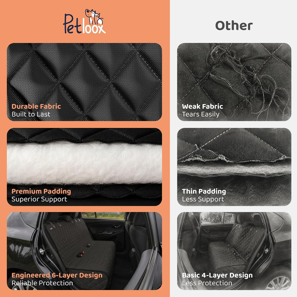 bench back seat cover for dogs, rear dog, side view