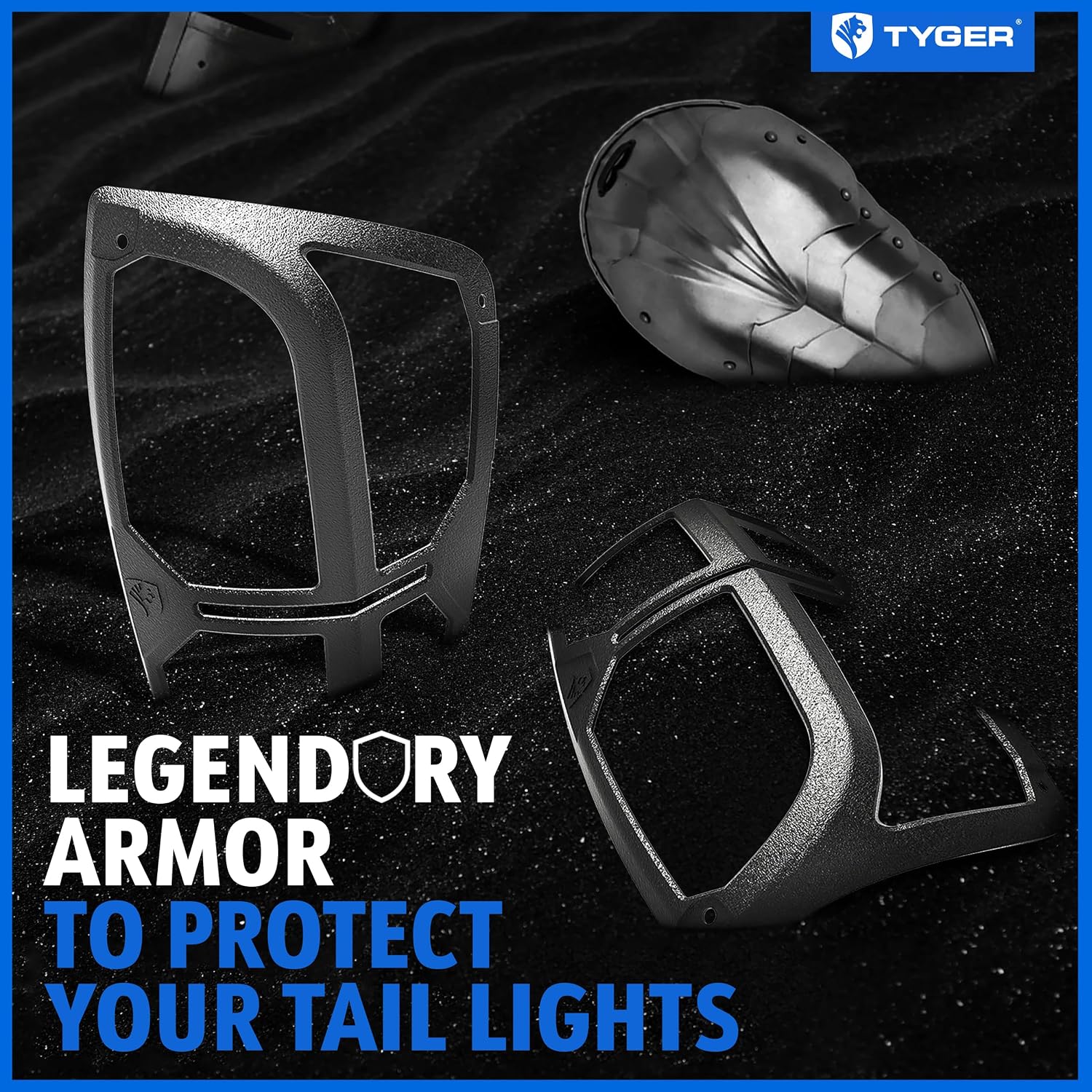 Tyger Auto Pauldrons Cast Aluminum Alloy Premium Tail Light Guard Covers Compatible with 2016-2023 Toyota Tacoma | Powdered Textured Black | No Drilling Required | TG-TG7T86668