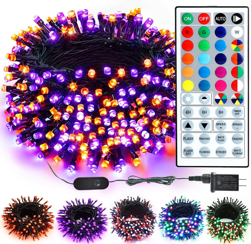 ODEETRONIC 66ft 200 LED Halloween String Lights Color Changing with Remote
