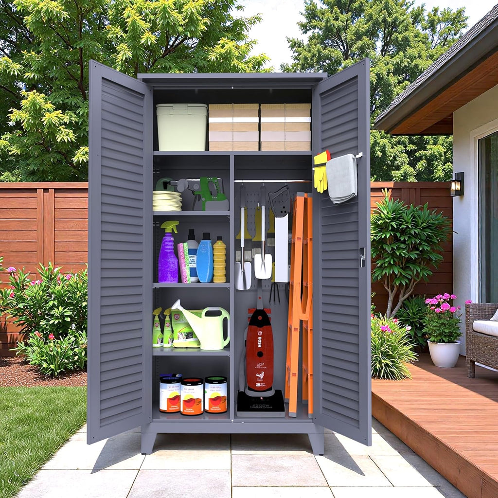ryh 73" tall metal outdoor storage cabinet(73" h, view 9