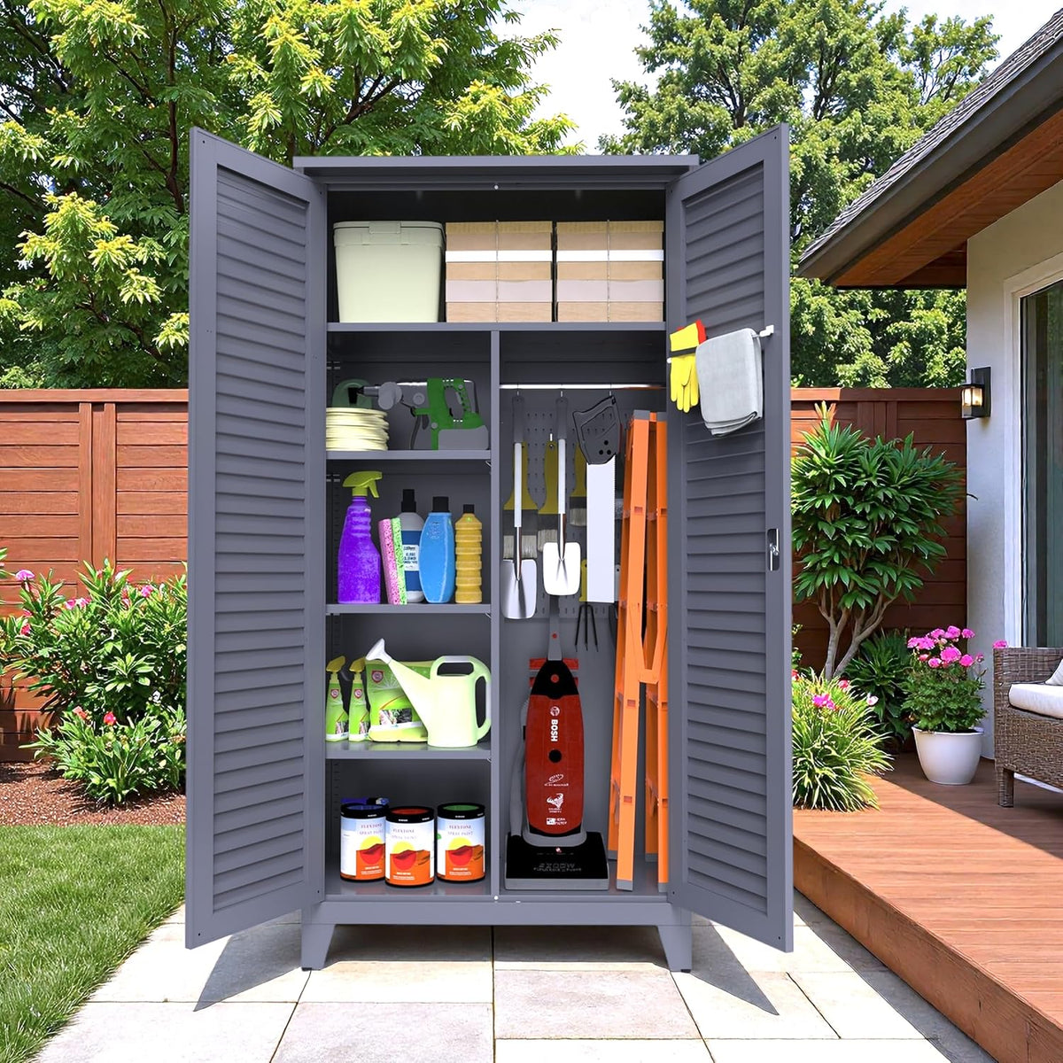 ryh 73" tall metal outdoor storage cabinet(73" h, view 9