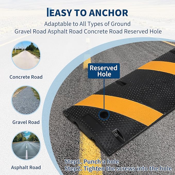 3 PCS 6FT Speed Bumps Wite End for Road, Heavy-Duty 25, 000 Lbs Capacity - Image 4