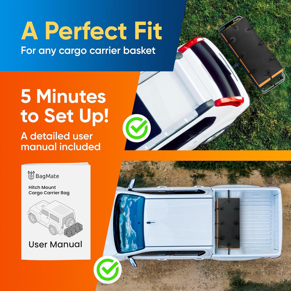 20ft³ Waterproof Hitch Cargo Carrier Bag, Durable PVC Tarpaulin Hitch Mount Cargo Carrier Cargo Box w/a Bonus Lock, Heavy-Duty Straps & Buckles, Easy to Install Vehicle Cargo Carriers