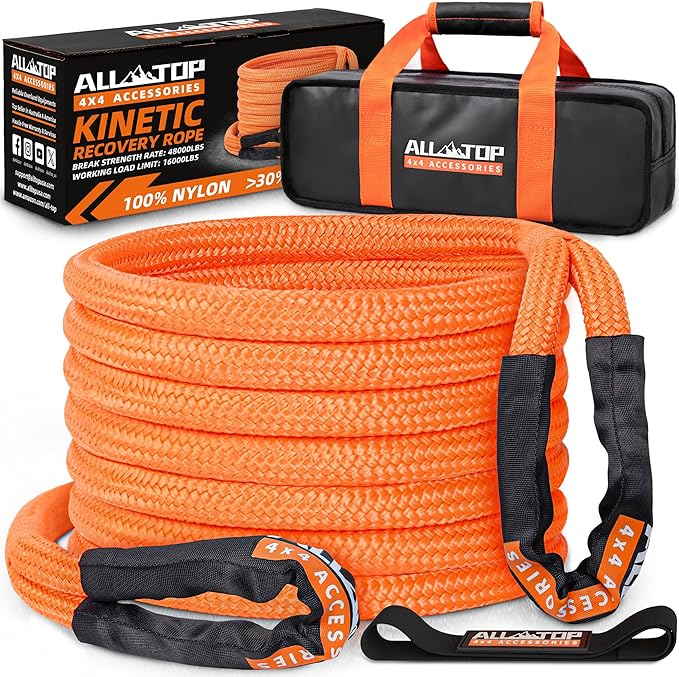 ALL-TOP Kinetic Recovery Rope, 1in x 30ft, Heavy Duty 30+% Elasticity, 16000Lbs by ALL-TOP4X4
