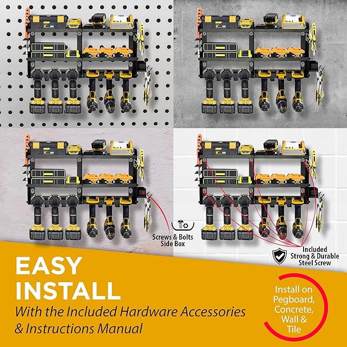 GRG Tools Heavy-Duty Power Tool Organizer – Wall Mounted Drill Rack - Image 3