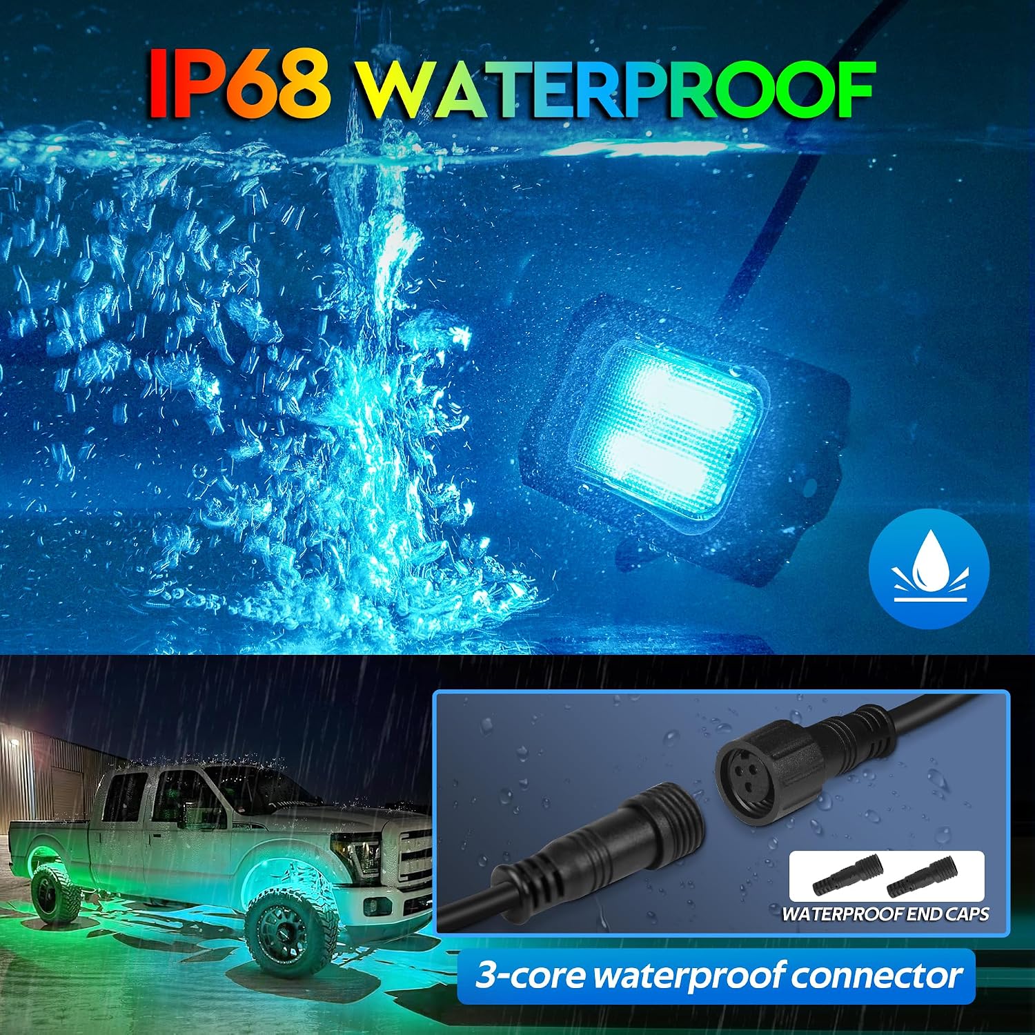 MICTUNING C2 Max RGB+IC Chasing Color Rock Lights - 16 Pods Underglow Lighting Kit, Dynamic Lighting Modes, Extensible Up to 24 Pods with Stable APP Control, IP68 Waterproof, DIY Effect