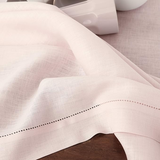 Solino Home Linen Tablecloth 60 x 144 Inch - Classic Hemstitch 100% Pure Line...