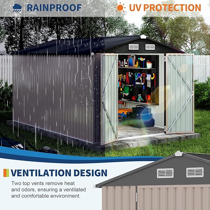 8x12 FT Metal Storage Sheds Outdoor, Metal ToolShed - Image 5