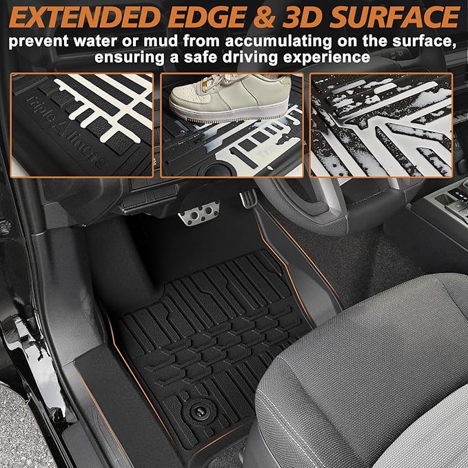 TripleAliners Floor Mats & Trunk Mat & Rear Seatback Cover All Weather TPE - Image 7