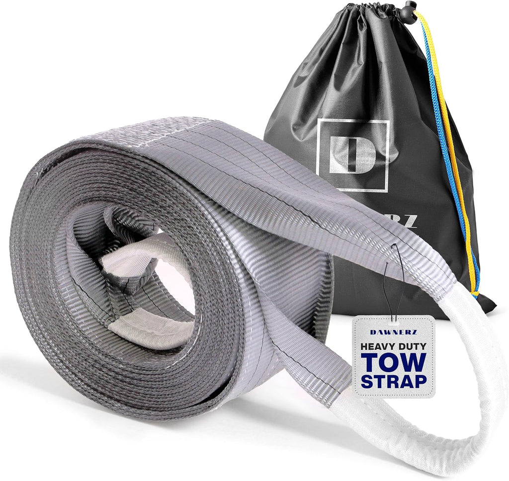 Heavy Duty Tow Strap 70000 lbs Minimum Break Strength 30ft - Recovery Tow Rope for Truck Van RV 35 US Tons 7.5 m
