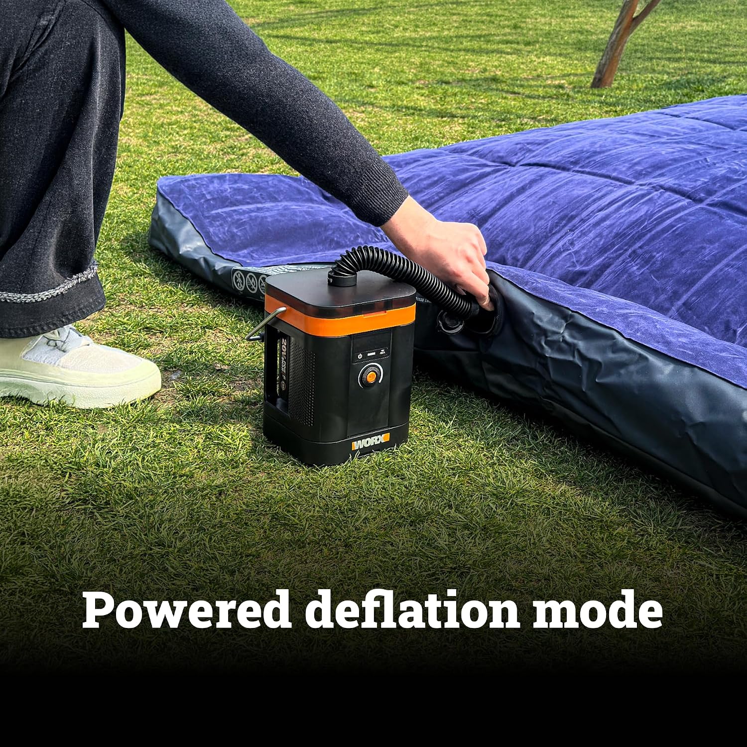 WORX Tire Inflator Portable Air Compressor, 20V Cordless Air Pump for Car Tires, Motorcycle & Balls, 150 PSI Bike Tire Pump with Digital Pressure Gauge, Battery & Charger Not Included, WX098L.9