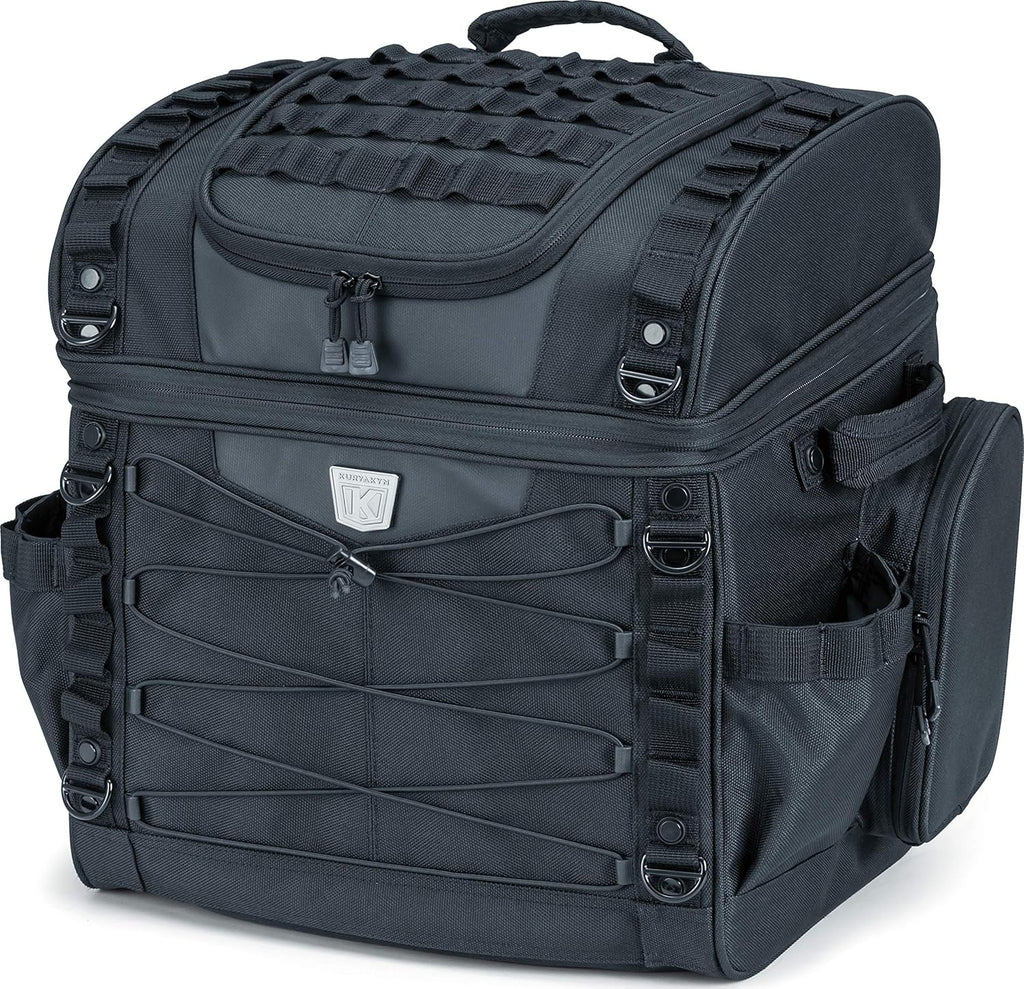 Kuryakyn 5285 Momentum Vagabond Motorcycle Travel Luggage: Weather Resistant Seat/Trunk/Rack Bag with Sissy Bar Straps, Black