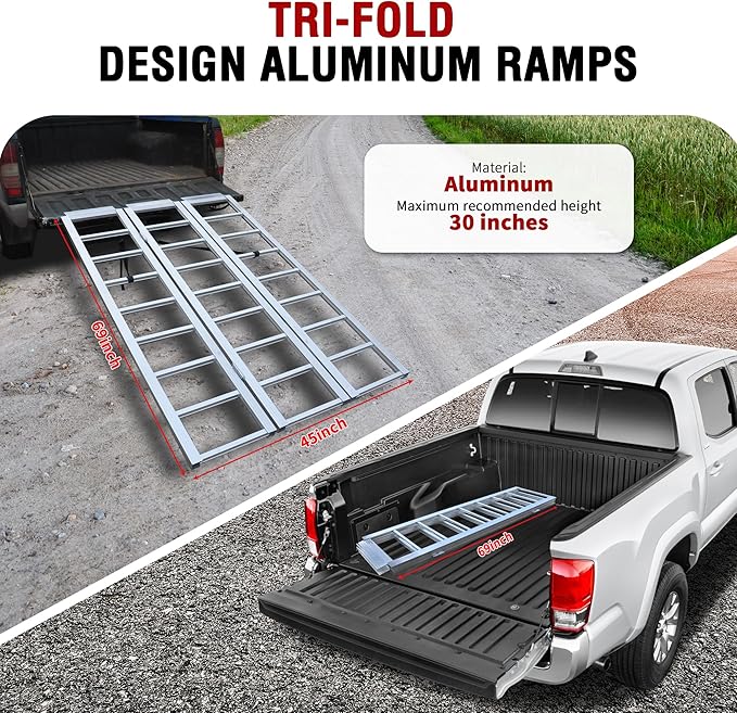 Rockland Tri-Fold Aluminum Loading Ramp, 1500 LBS Loading Capacity, Portable - Image 3