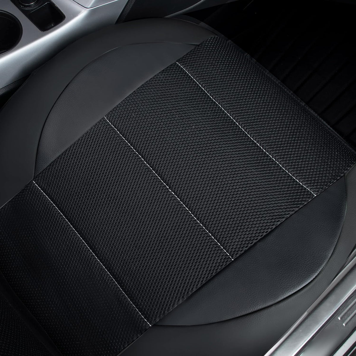 car pass universal leather two front seat covers,sport, front angle view