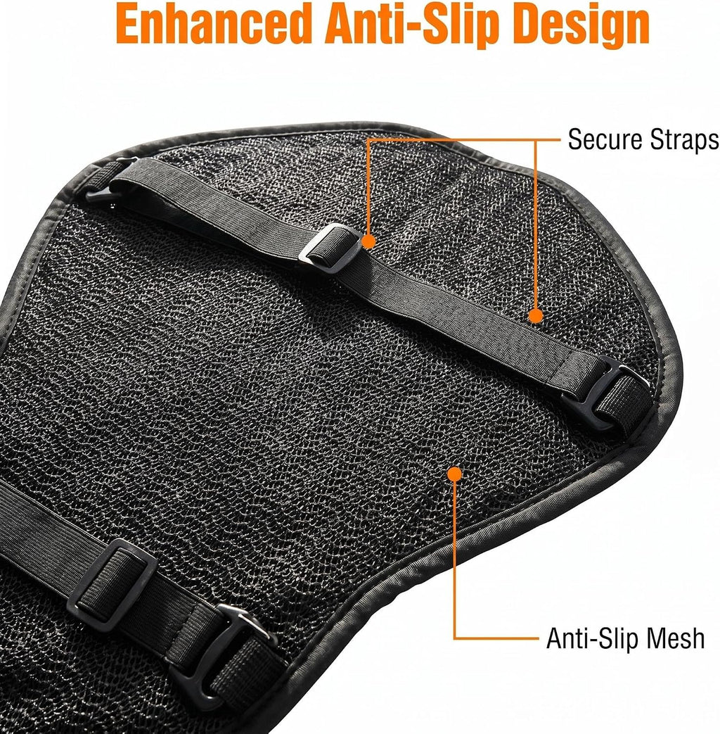 Upgraded Motorcycle Gel Seat Cushion, Universal Motorcycle Seat Pad, Shake Rider Cushion, Enlarged Ventilation Channels, Large 3D-Honeycomb Structure, Shock Absorption and Breathable for Long Rides